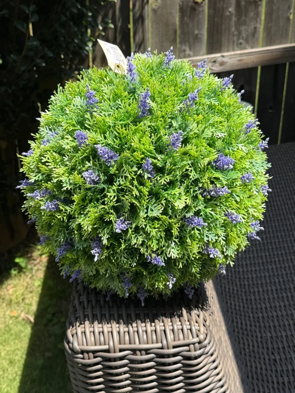 Frontgate Artificial Lavender Topiary Ball - Green and Purple Faux Floral Accent